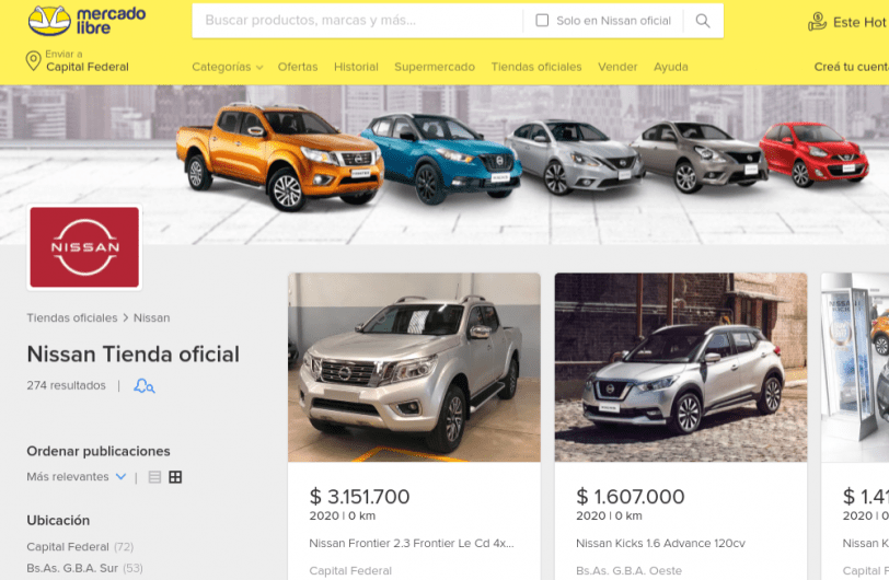 Nissan lanza su tienda en Mercado Libre